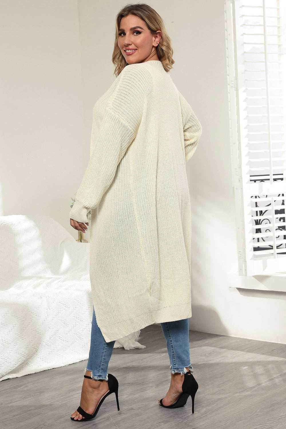 Plus Size Open Front Long Sleeve Cardigan - Purcell's Clothing Company