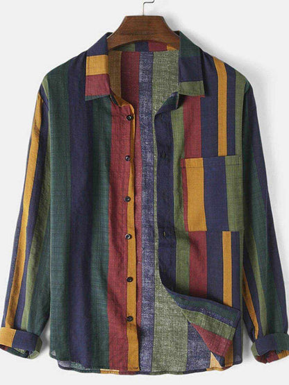Contrast Striped Button Down Shirt - Purcell's Clothing Company