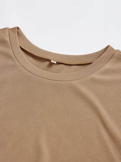 Round Neck Long Sleeve Top and Tied Pants Set - Purcell's Clothing Company