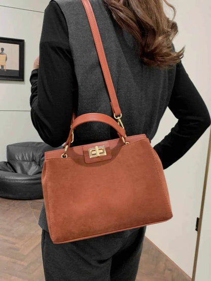 Solid Color Handbag with Removable Strap - Purcell's Clothing Company