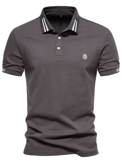 Embroidered Striped Short Sleeve Polo - Purcell's Clothing Company