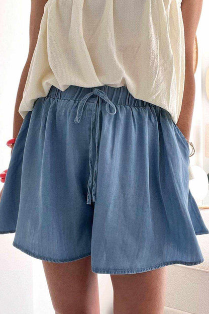 Elastic Waist Wide Leg Denim Shorts - Purcell's Clothing Company