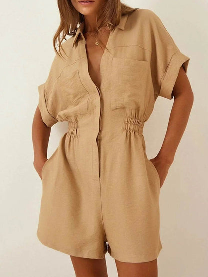 Johnny Collar Short Sleeve Romper - Purcell's Clothing Company