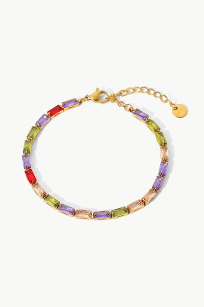18K Gold Plated Multicolored Cubic Zirconia Bracelet - Purcell's Clothing Company