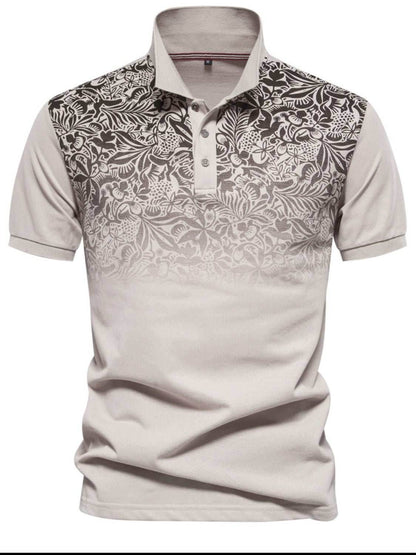 Printed Collared Neck Short Sleeve Polo - Purcell's Clothing Company