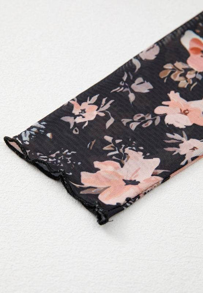 Floral Mock Neck Long Sleeve Blouse - Purcell's Clothing Company