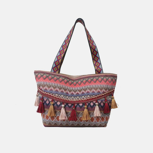 Printed Tassel Detail Tote Bag - Purcell's Clothing Company