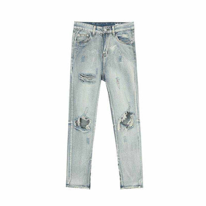 Pocketed Distressed Jeans with Side Zip - Purcell's Clothing Company