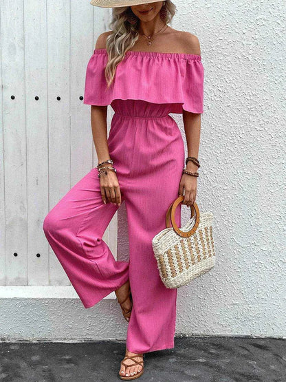 Perfee Off-Shoulder Wide Leg Jumpsuit - Purcell's Clothing Company
