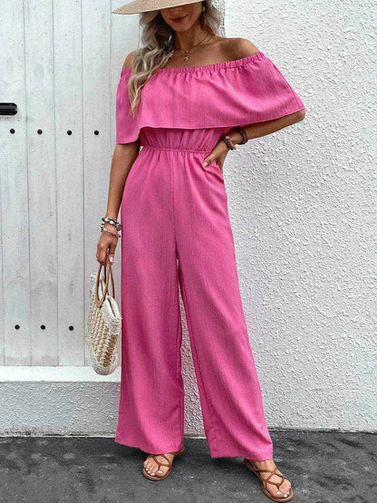 Perfee Off-Shoulder Wide Leg Jumpsuit - Purcell's Clothing Company