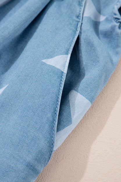 Star Print Square Neck Denim Overalls - Purcell's Clothing Company