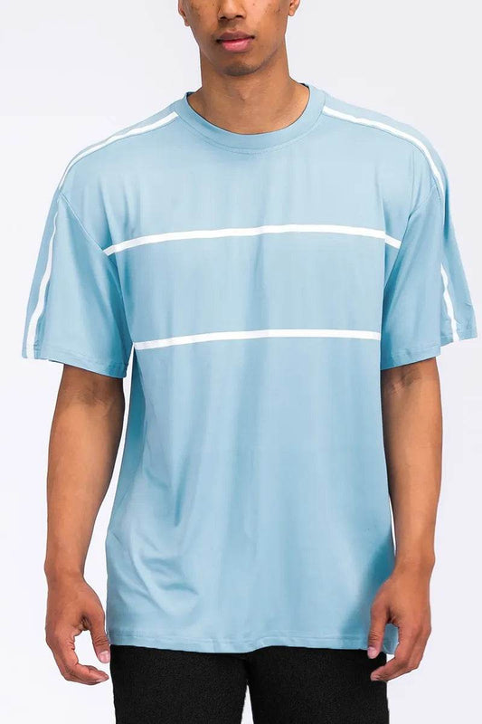 WEIV Men's Full Size Round Neck Tape Stripe T-shirt Plus Size - Purcell's Clothing Company