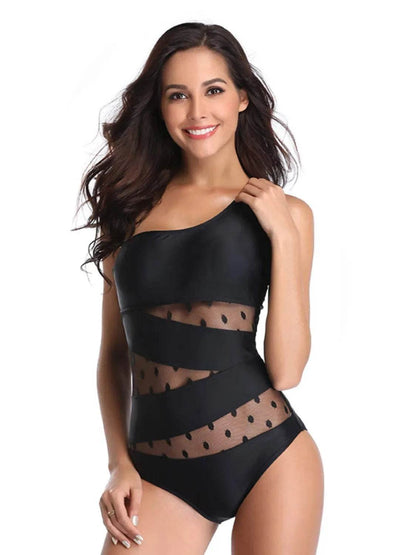 One Shoulder Polka Dot One-Piece Swimwear - Purcell's Clothing Company