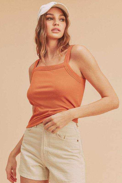 Aemi + Co Square Neck Wide Strap Tank - Purcell's Clothing Company