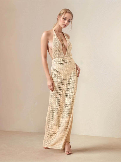 Hollow Out Halter Neck Cover-Up Dress - Purcell's Clothing Company