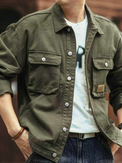 Men's Washed Collared Neck Cargo Jacket - Purcell's Clothing Company