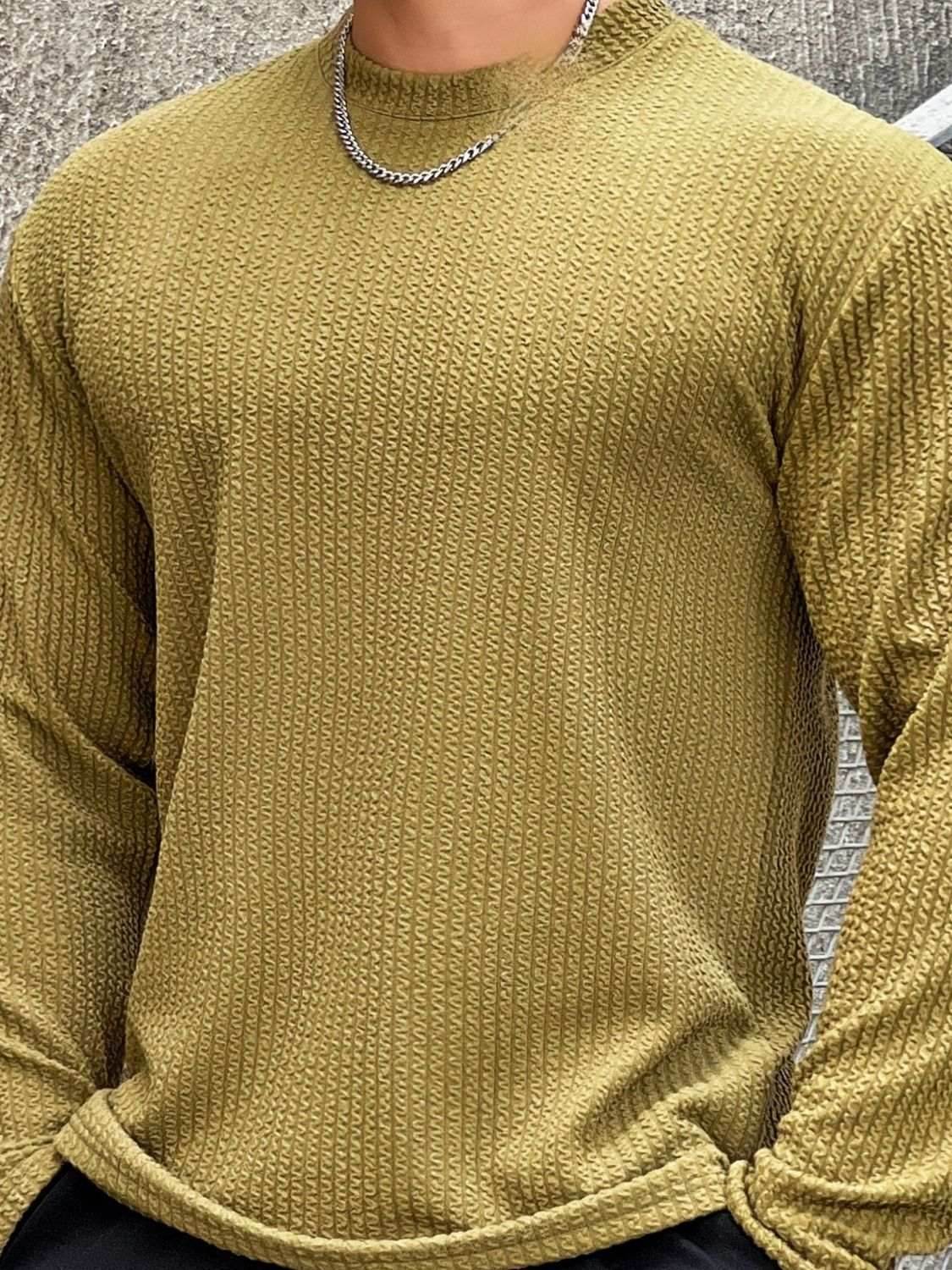 Solid Color Round Neck Long Sleeve T-Shirt - Purcell's Clothing Company