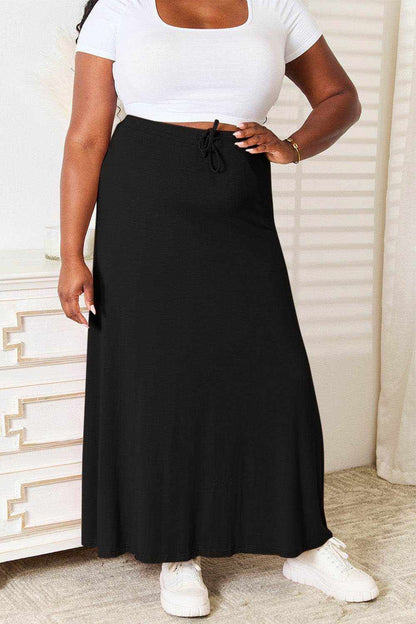 Double Take Full Size Soft Rayon Drawstring Waist Maxi Skirt - Purcell's Clothing Company