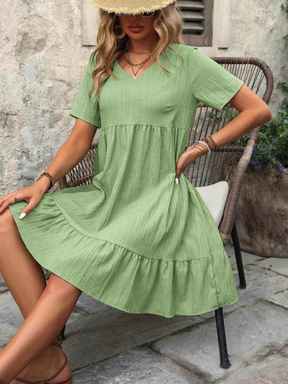 Ivy Lane V-Neck Short Sleeve Mini Dress - Purcell's Clothing Company