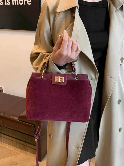 Solid Color Handbag with Removable Strap - Purcell's Clothing Company