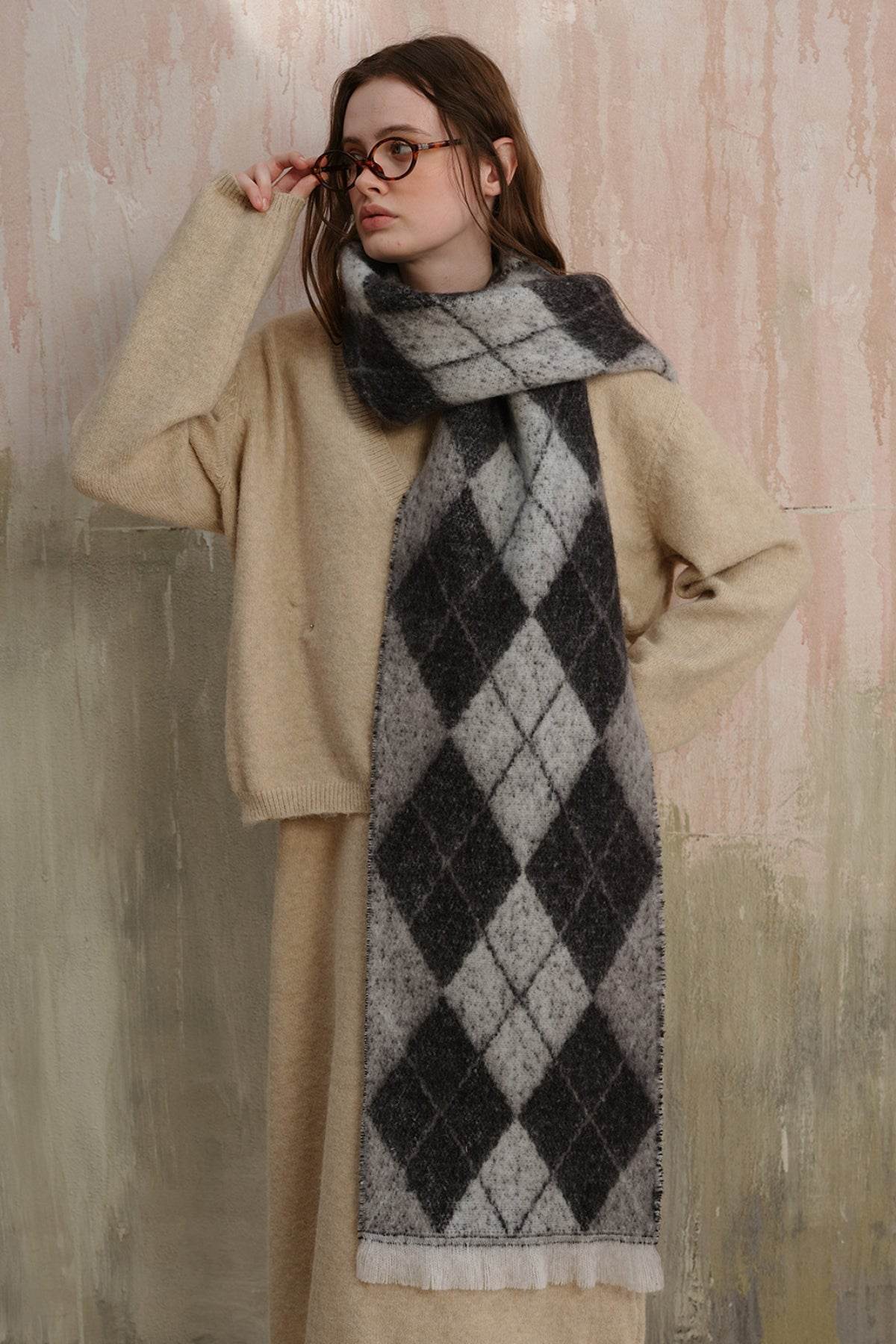 Fringe Argyle Polyester Scarf - Purcell's Clothing Company