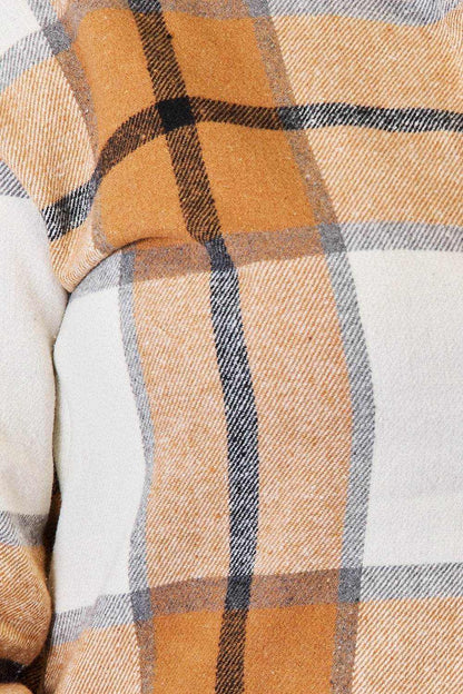 Perfee Plaid Print Dropped Shoulder Shirt - Purcell's Clothing Company