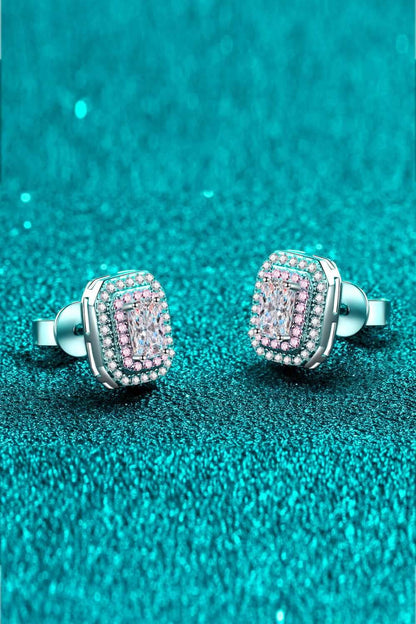 1 Carat Moissanite and Zircon Contrast Geometric Stud Earrings - Purcell's Clothing Company