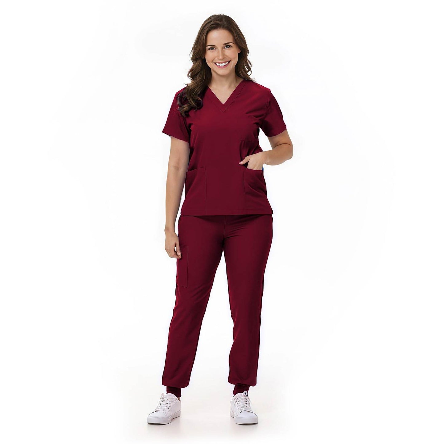 V-Neck Top and Drawstring Jogger Pants W/ Multi Pocket - Purcell's Clothing Company