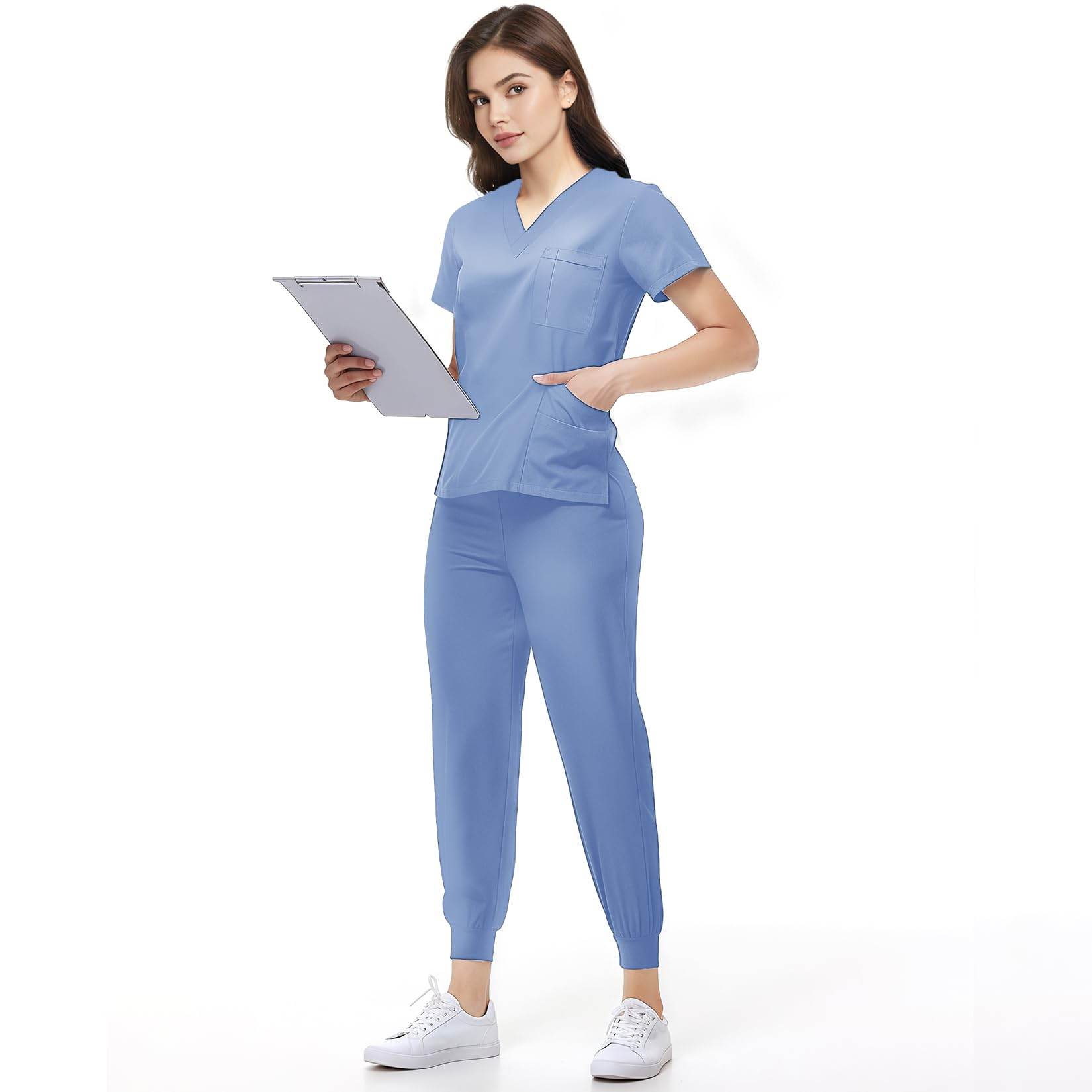 Jogger Scrub Set W/ V-Neck Top - Purcell's Clothing Company