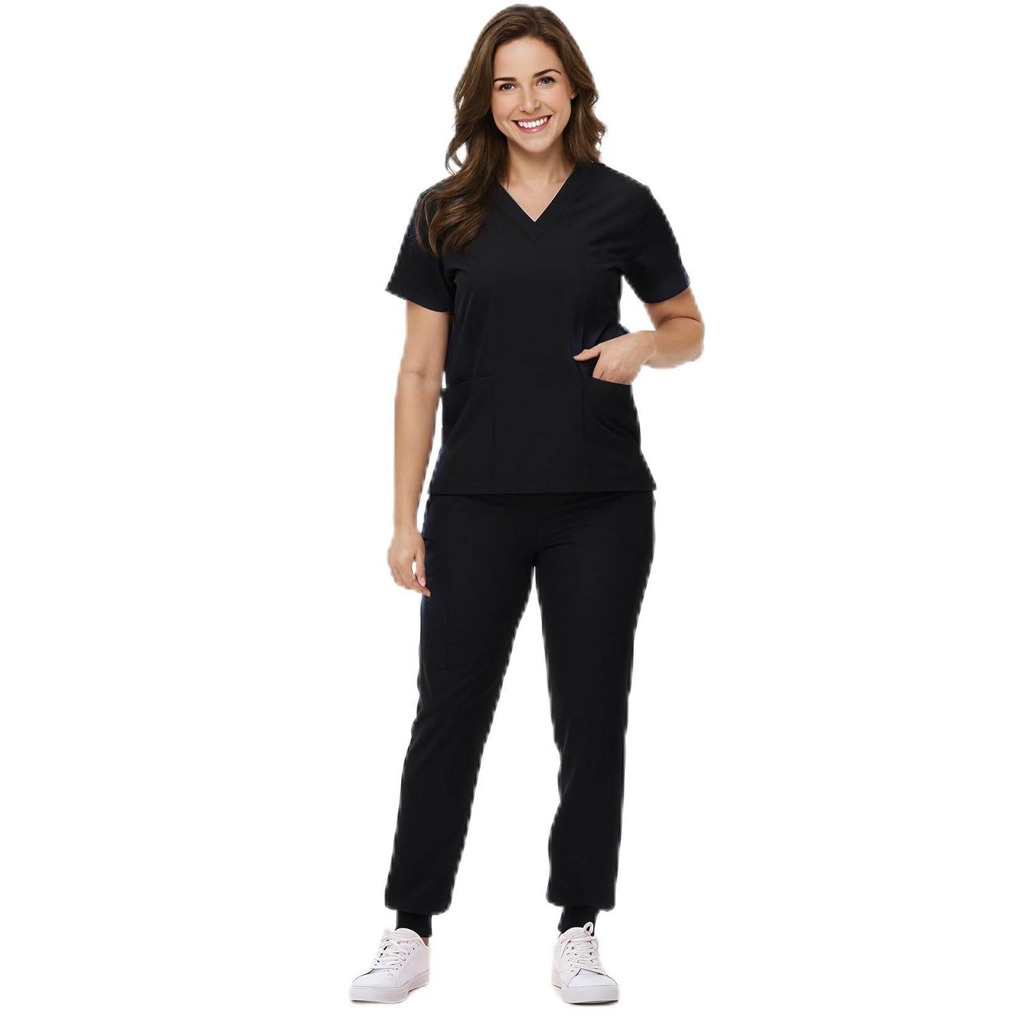 V-Neck Top and Drawstring Jogger Pants W/ Multi Pocket - Purcell's Clothing Company