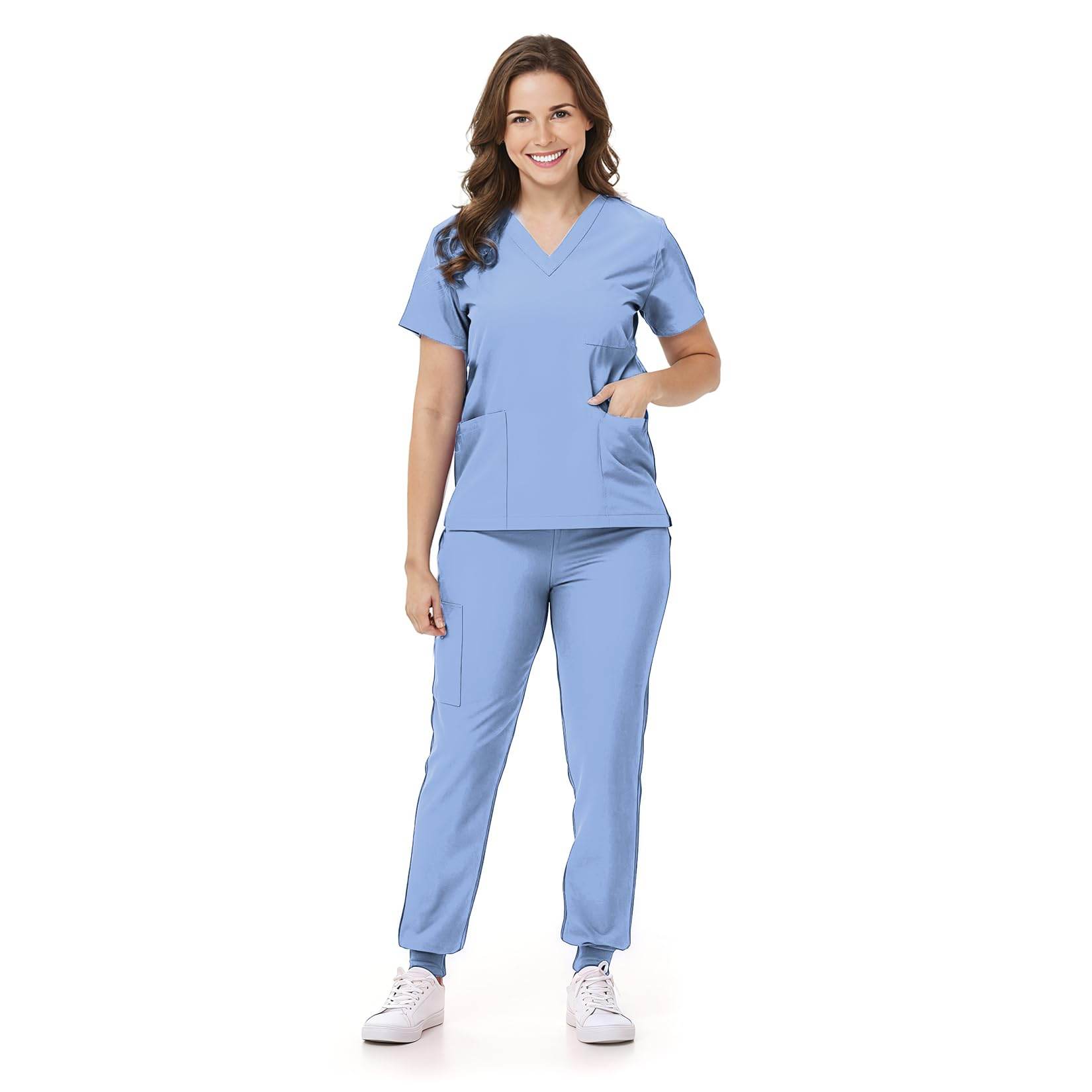 V-Neck Top and Drawstring Jogger Pants W/ Multi Pocket - Purcell's Clothing Company