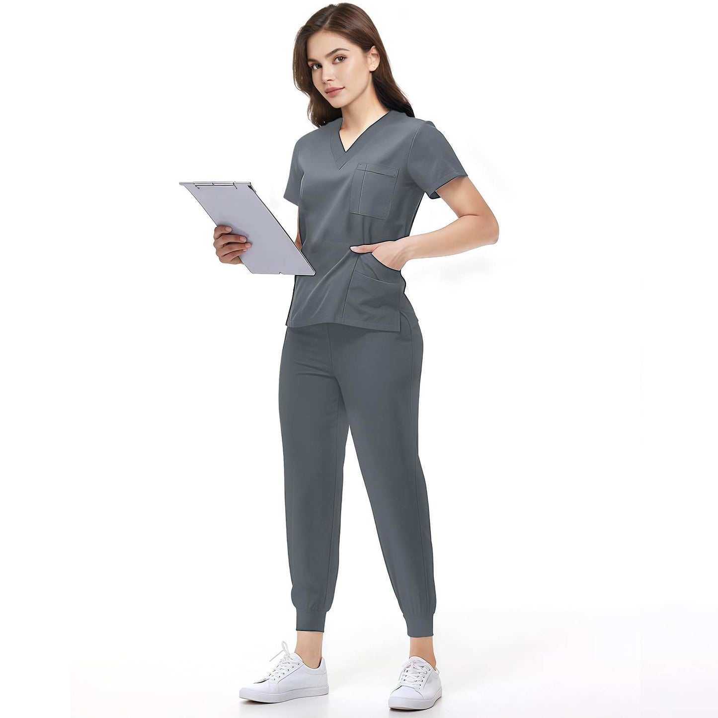 Jogger Scrub Set W/ V-Neck Top - Purcell's Clothing Company