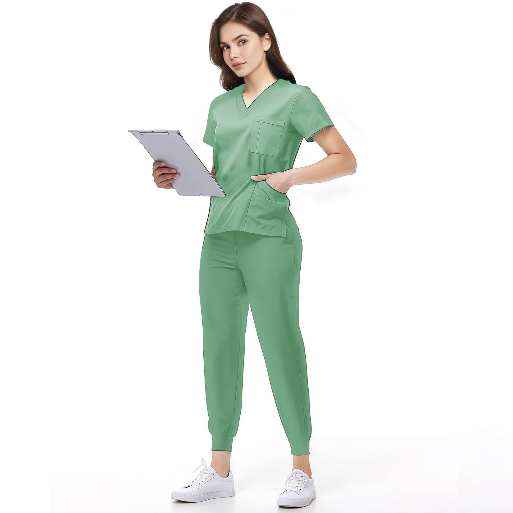 Jogger Scrub Set W/ V-Neck Top - Purcell's Clothing Company