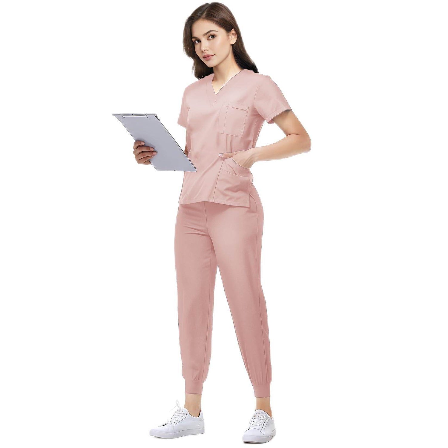 Jogger Scrub Set W/ V-Neck Top - Purcell's Clothing Company