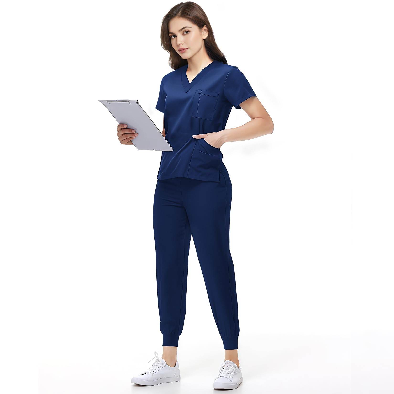 Jogger Scrub Set W/ V-Neck Top - Purcell's Clothing Company