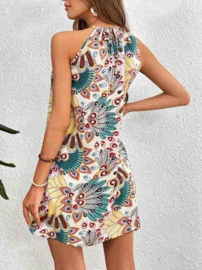 Printed Grecian Neck Mini Dress - Purcell's Clothing Company