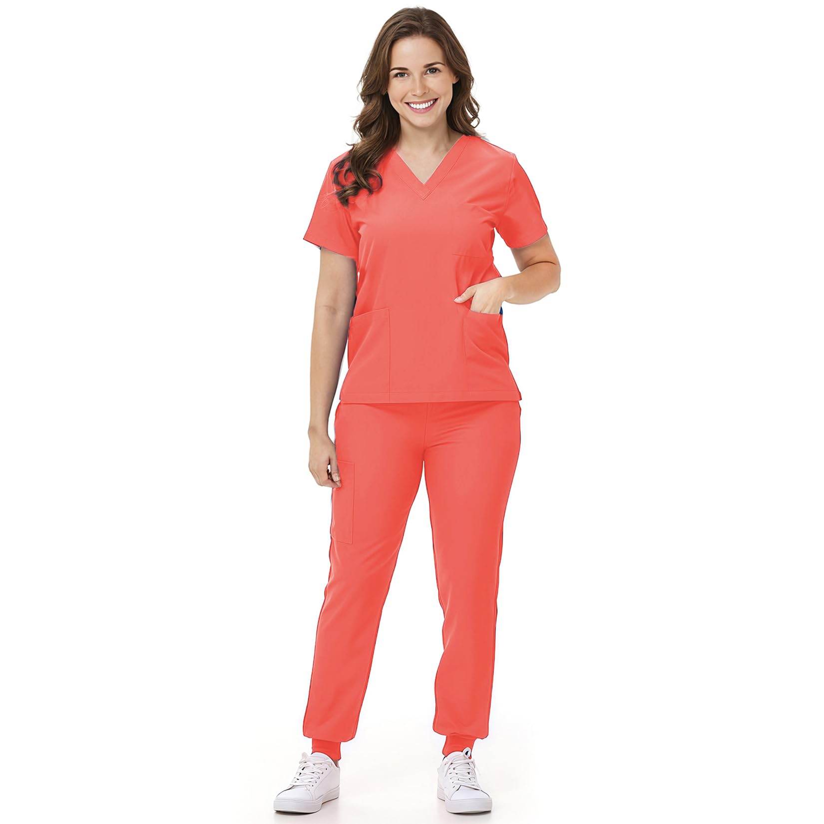 V-Neck Top and Drawstring Jogger Pants W/ Multi Pocket - Purcell's Clothing Company
