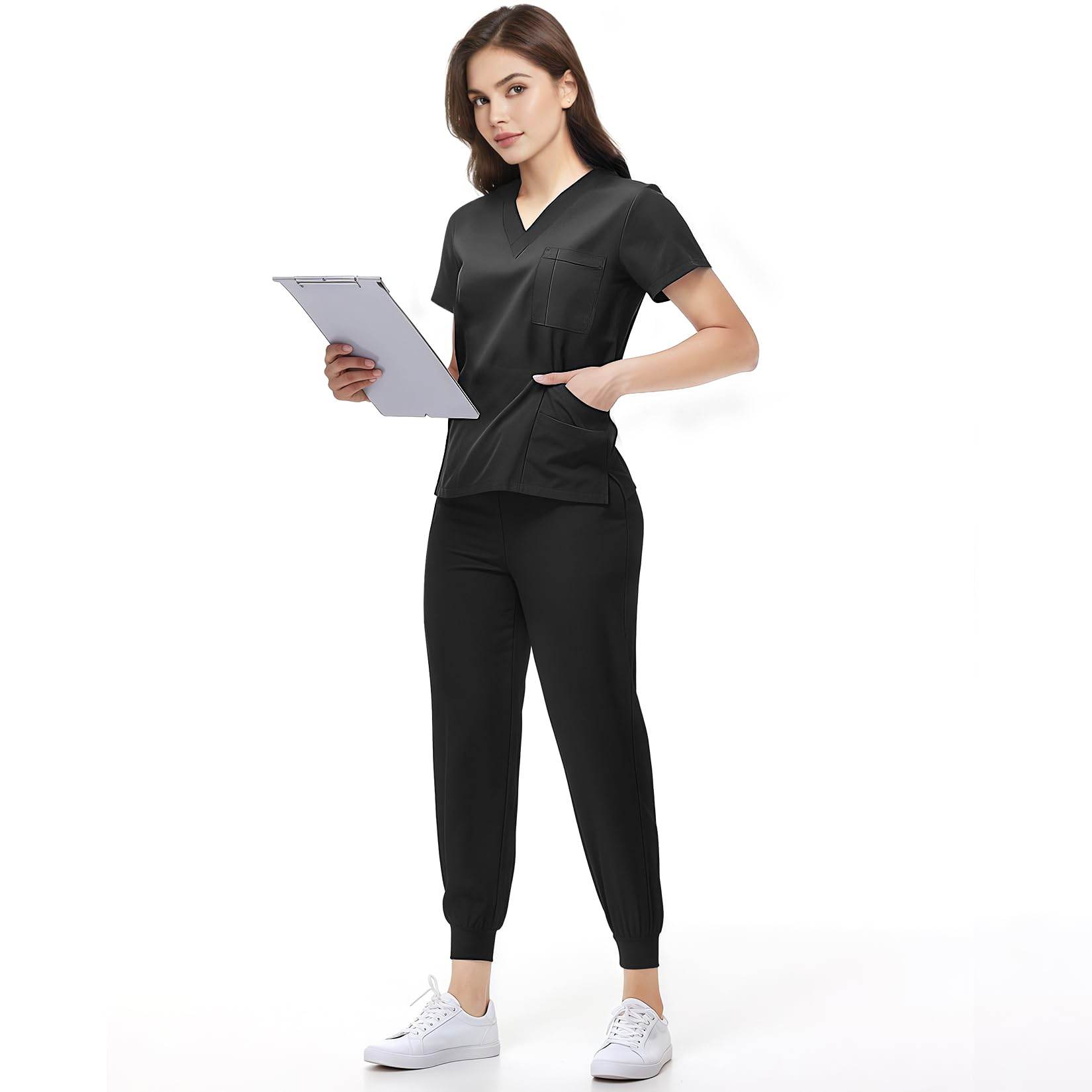 Jogger Scrub Set W/ V-Neck Top - Purcell's Clothing Company