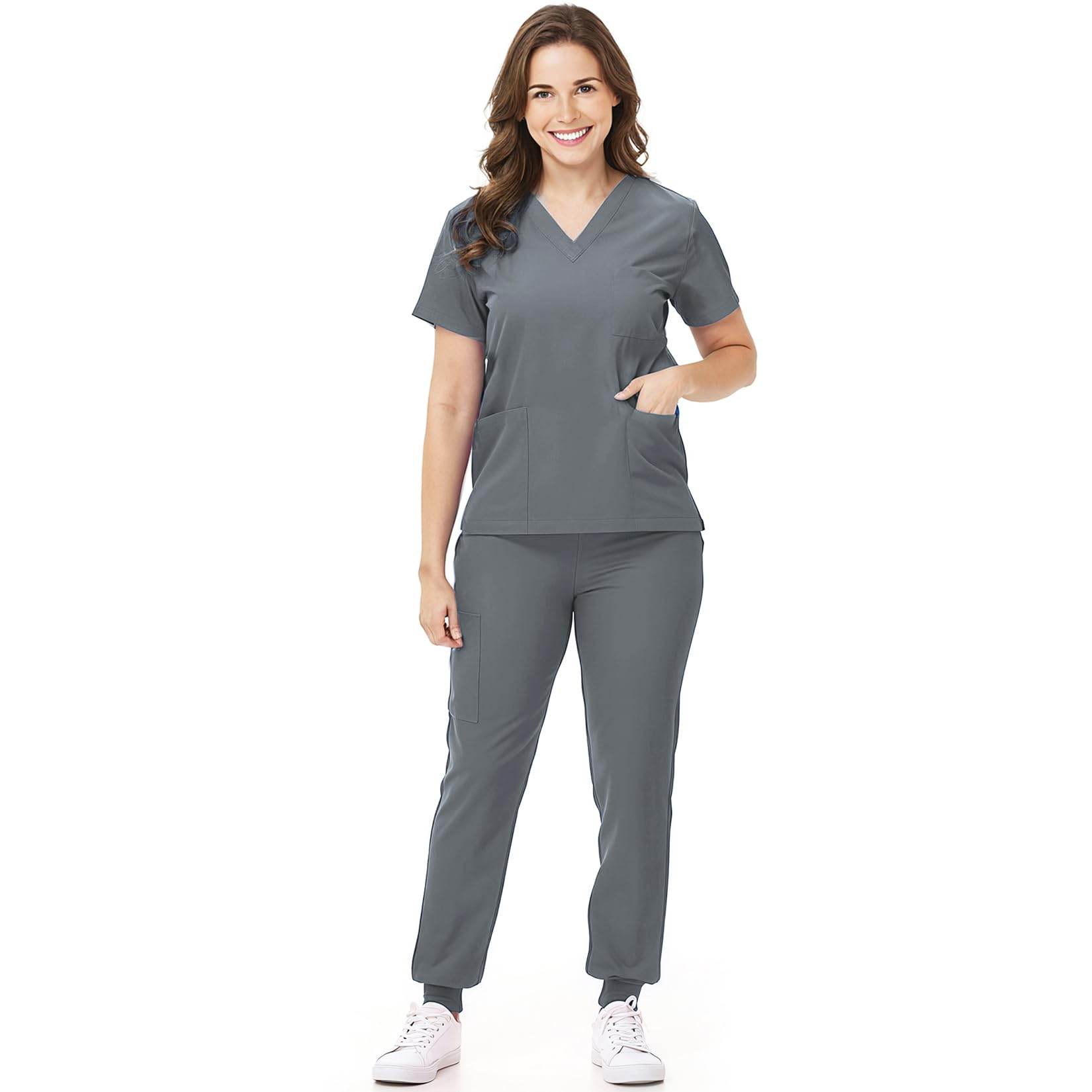V-Neck Top and Drawstring Jogger Pants W/ Multi Pocket - Purcell's Clothing Company