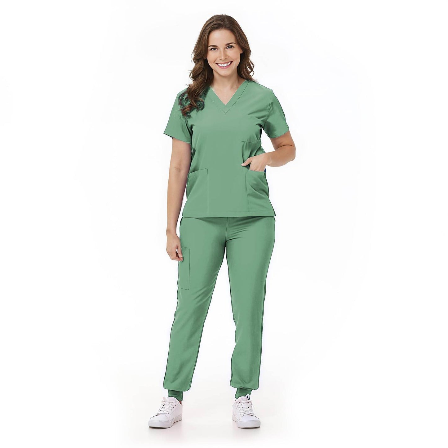 V-Neck Top and Drawstring Jogger Pants W/ Multi Pocket - Purcell's Clothing Company