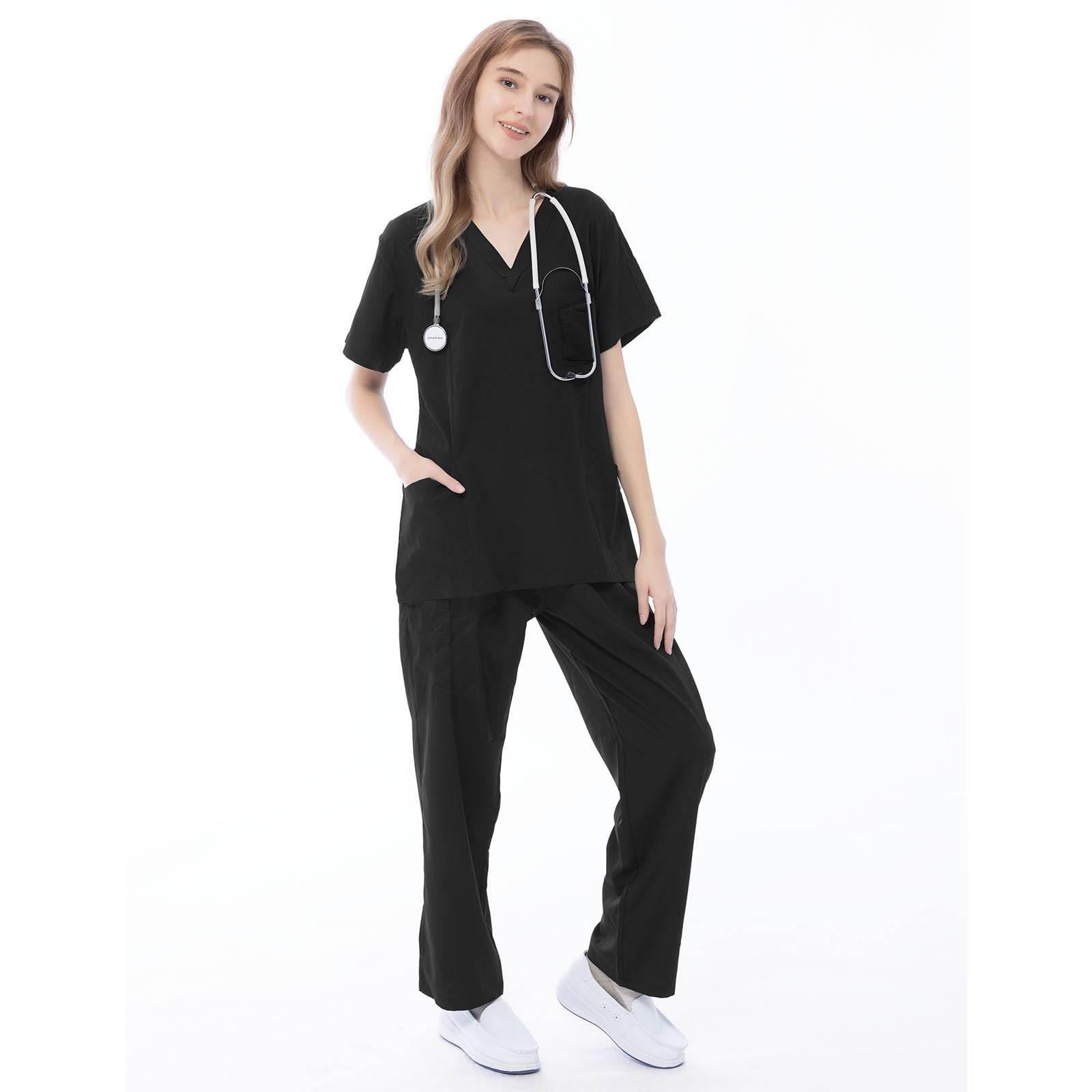 VICOGARD Scrub Set Stretch V-Neck Top & Straight Leg Pants - Purcell's Clothing Company