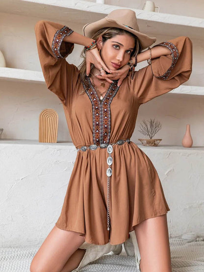 V-Neck Long Sleeve Romper - Purcell's Clothing Company