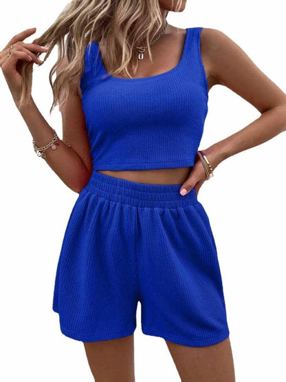 Full Size Wide Strap Tank and Shorts Set Plus Size - Purcell's Clothing Company