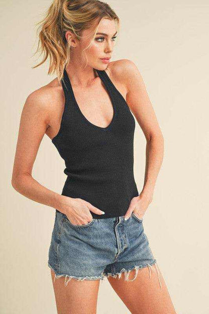 Aemi + Co Ribbed Halter Neck Cami - Purcell's Clothing Company