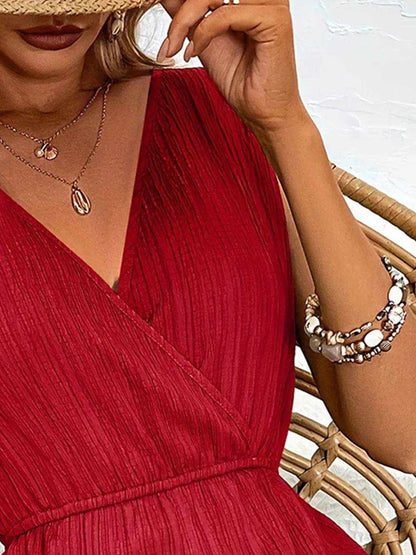 Textured Surplice Sleeveless Romper - Purcell's Clothing Company