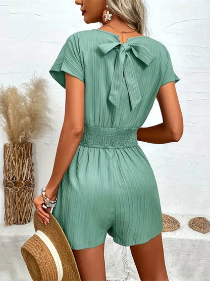 Tied Surplice Short Sleeve Romper - Purcell's Clothing Company