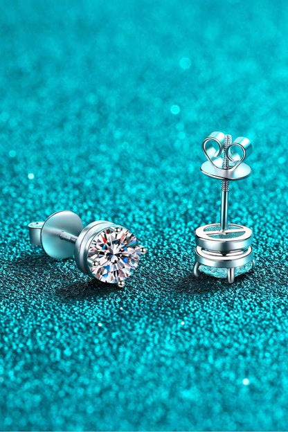 2 Carat Moissanite Rhodium-Plated Stud Earrings - Purcell's Clothing Company