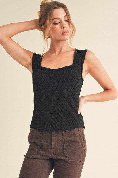 Aemi + Co Exposed Seam Ribbed Wide Strap Tank - Purcell's Clothing Company
