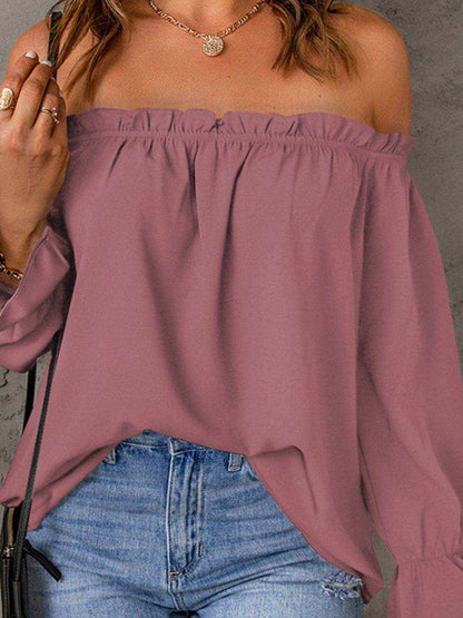 Off-Shoulder Flounce Sleeve Blouse - Purcell's Clothing Company