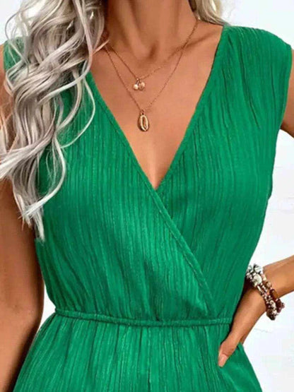 Textured Surplice Sleeveless Romper - Purcell's Clothing Company